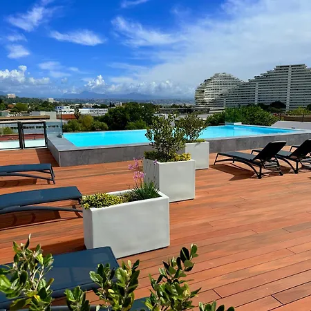 3 Pieces Neuf Sur Jardin Piscine Debordement En Rooftop Vue Et Montagnes Parking Gratuit Climatisation 2 شقة فينوف لوبيه